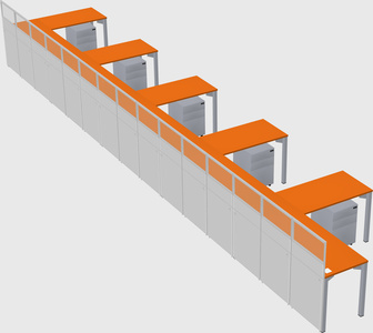 Shared l-shaped cubicle