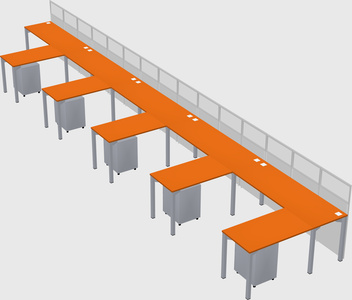 Shared l-shaped cubicle