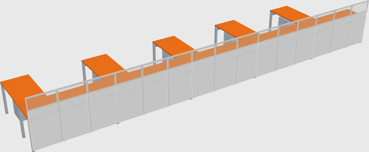 Shared l-shaped cubicle