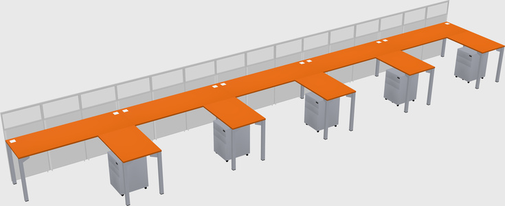 Shared l-shaped cubicle