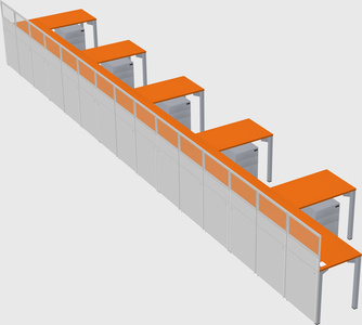 Shared l-shaped cubicle