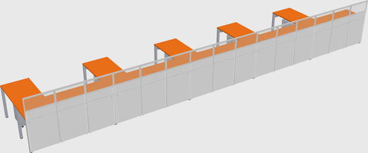 Shared l-shaped cubicle