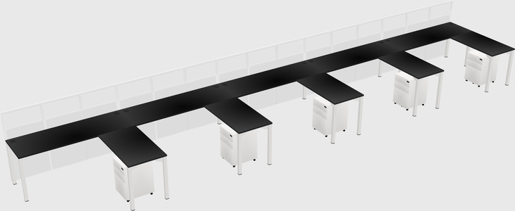 Shared l-shaped cubicle