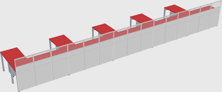 Shared l-shaped cubicle
