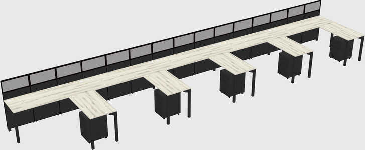 Shared l-shaped cubicle