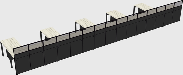 Shared l-shaped cubicle