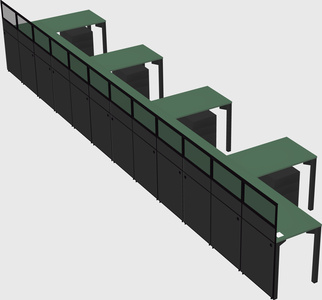 Shared l-shaped cubicle