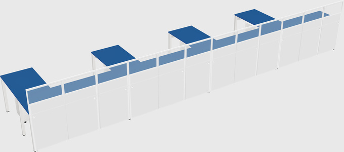 Shared l-shaped cubicle