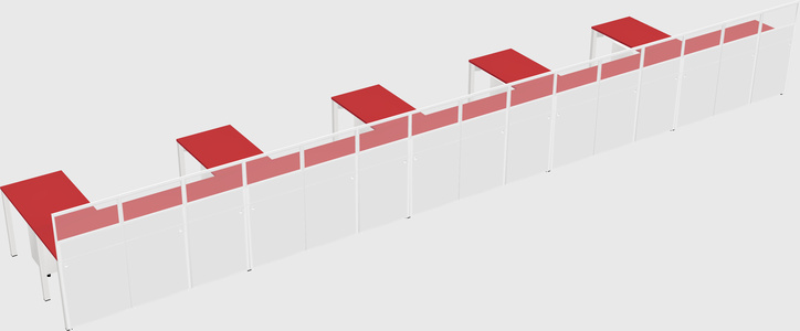 Shared l-shaped cubicle