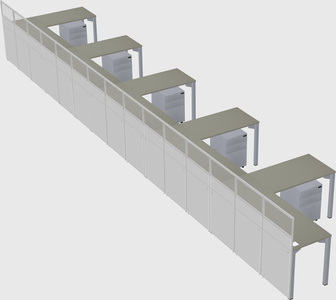 Shared l-shaped cubicle
