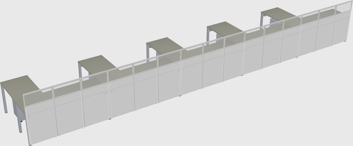 Shared l-shaped cubicle
