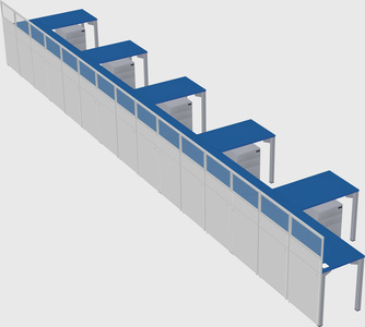 Shared l-shaped cubicle