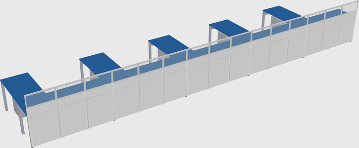 Shared l-shaped cubicle
