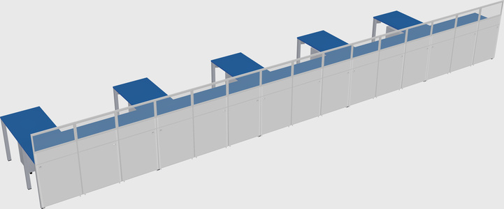 Shared l-shaped cubicle