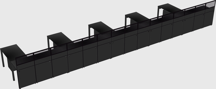 Shared l-shaped cubicle