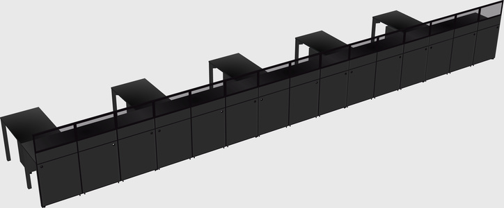 Shared l-shaped cubicle