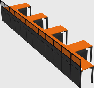 Shared l-shaped cubicle