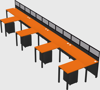 Shared l-shaped cubicle