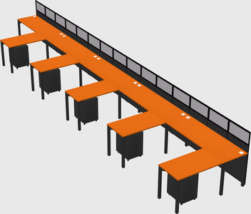 Shared l-shaped cubicle