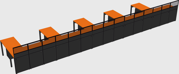 Shared l-shaped cubicle