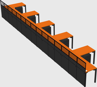 Shared l-shaped cubicle