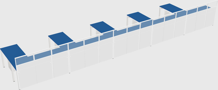 Shared l-shaped cubicle