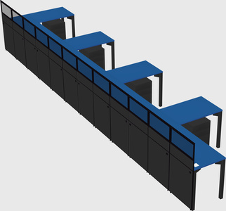 Shared l-shaped cubicle