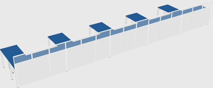 Shared l-shaped cubicle