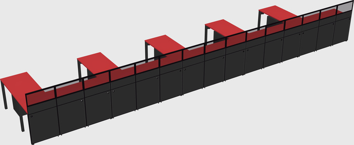 Shared l-shaped cubicle
