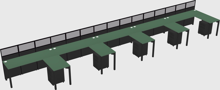 Shared l-shaped cubicle