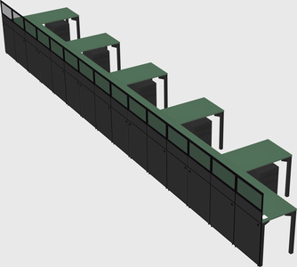 Shared l-shaped cubicle