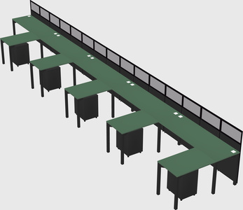 Shared l-shaped cubicle