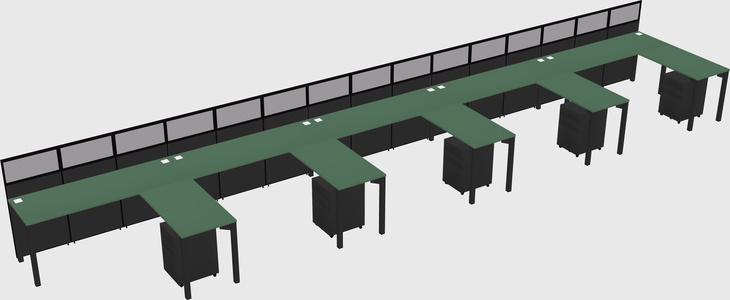 Shared l-shaped cubicle