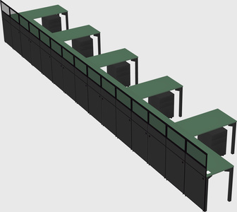 Shared l-shaped cubicle