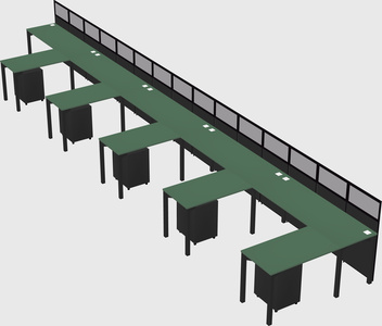 Shared l-shaped cubicle