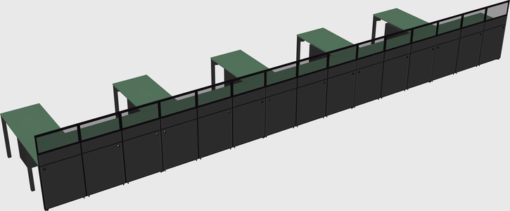 Shared l-shaped cubicle