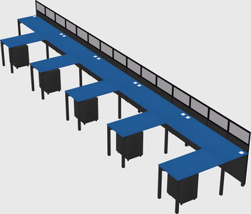 Shared l-shaped cubicle