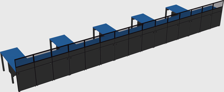 Shared l-shaped cubicle