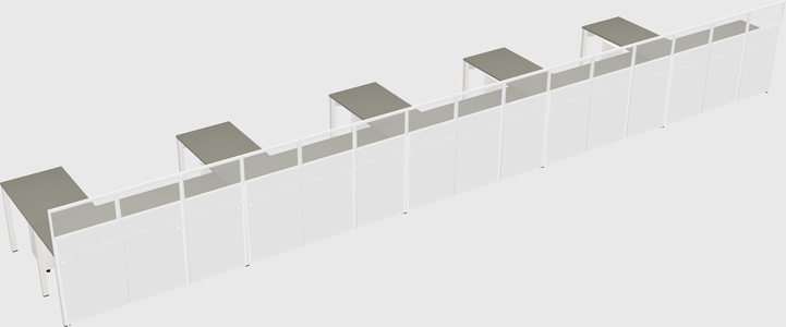 Shared l-shaped cubicle