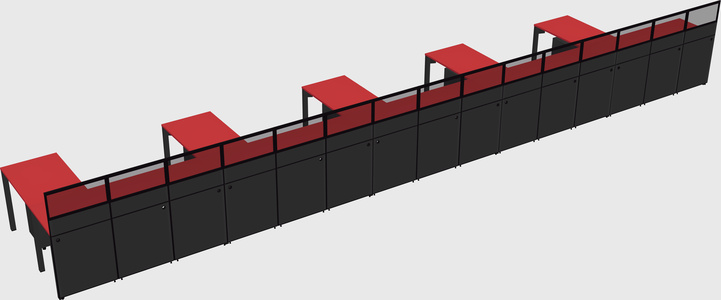 Shared l-shaped cubicle
