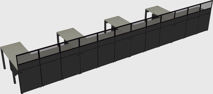 Shared l-shaped cubicle