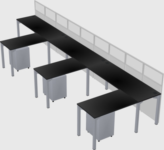 Shared l-shaped cubicle