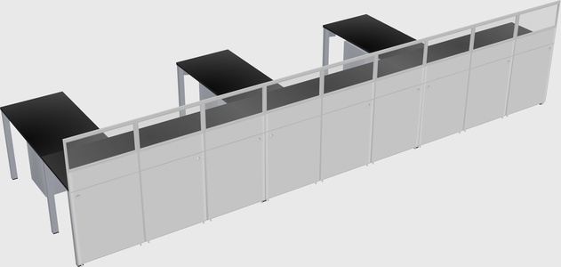 Shared l-shaped cubicle