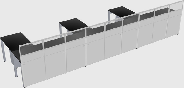 Shared l-shaped cubicle
