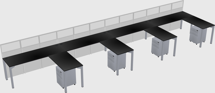 Shared l-shaped cubicle