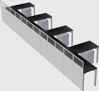 Shared l-shaped cubicle