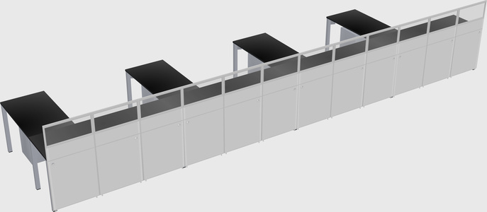 Shared l-shaped cubicle