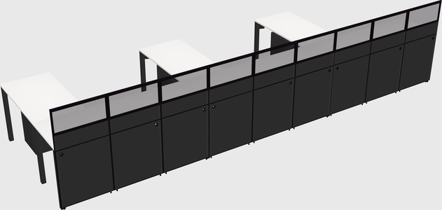 Shared l-shaped cubicle