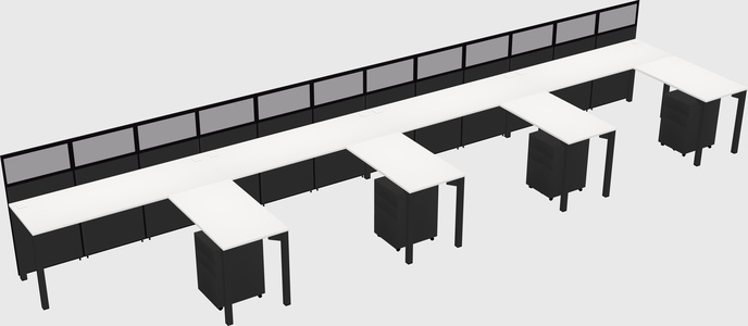 Shared l-shaped cubicle