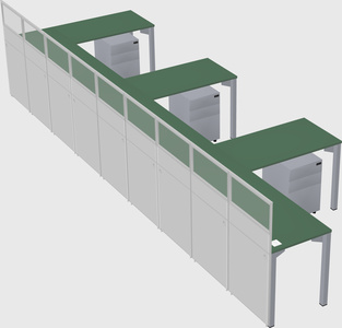 Shared l-shaped cubicle